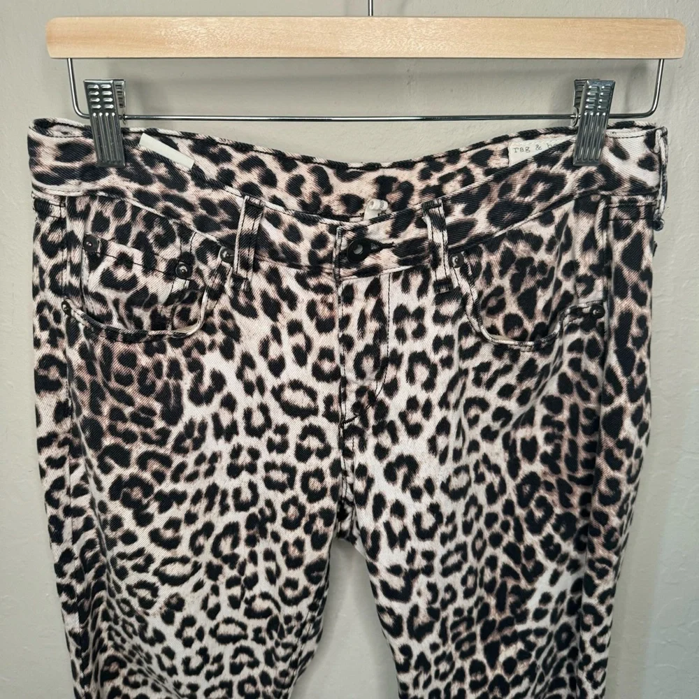RAG & BONE Boyfriend Jeans Snow Leopard Print Mid-Rise Loose Fit Ankle Denim 27 - Picture 7 of 13